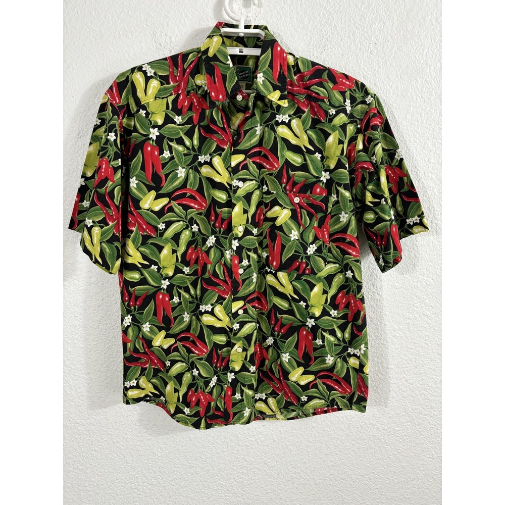 Johnny Cotton Shirt‎ Mens Small Hawaiian Chili Pepper Novelty Button Up Made USA